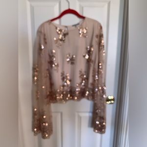 Women’s sequence blouse.   Rose gold.  Size XL